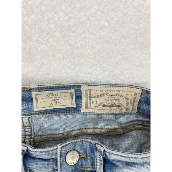 AllSaints Mast Skinny Jeans Women’s Blue Faded Low Rise Stretch Denim Casual 25W - Picture 12 of 13